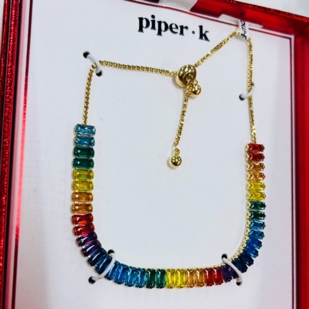🌈▪️Piper K▪️ Rainbow Multicolor Cubic Zirconia Adjustbale Bracelet
